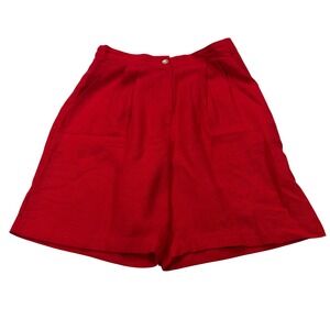 Katie Brooke Pleated Shorts Womens 10 (6) Red VTG High Rise Made in USA 80s READ